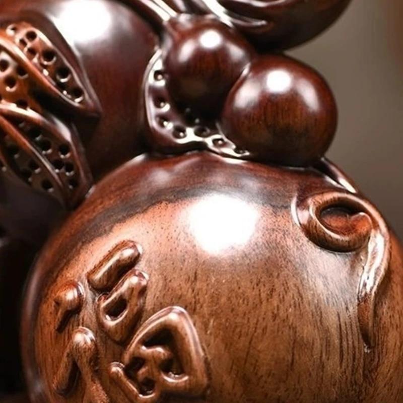 Black Sandalwood Abundant Fortune Ornament Woodiness Gourd Ornament A Birthday Present Home Living Room Office Decoration
