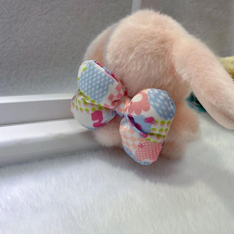 Cute Bunny Plush Keychain Soft Fluffy Rabbit Doll With Floral Bow Hat Multiple Styles Kawaii Stuffed Animal Pendant For Backpack