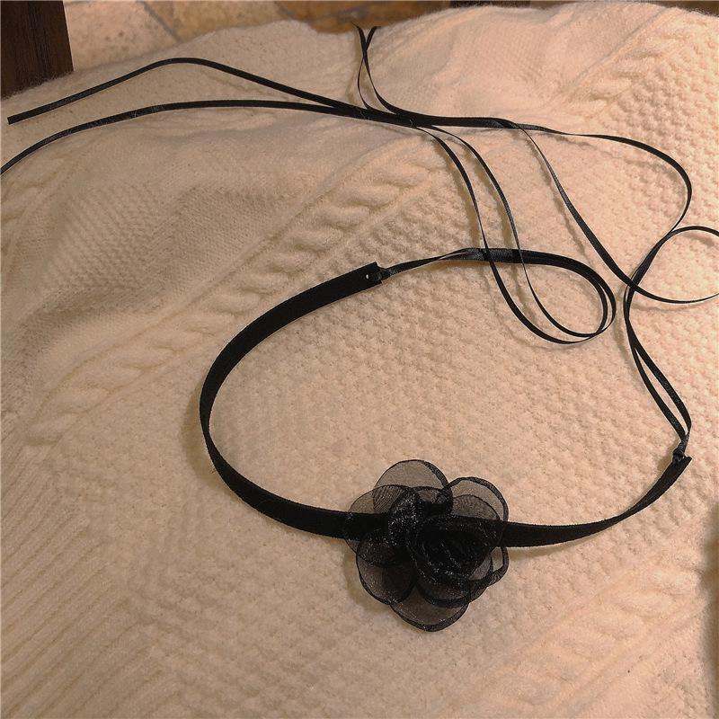 

Vintage Black Flower Choker & Bracelet: French Elegant Socialite Style