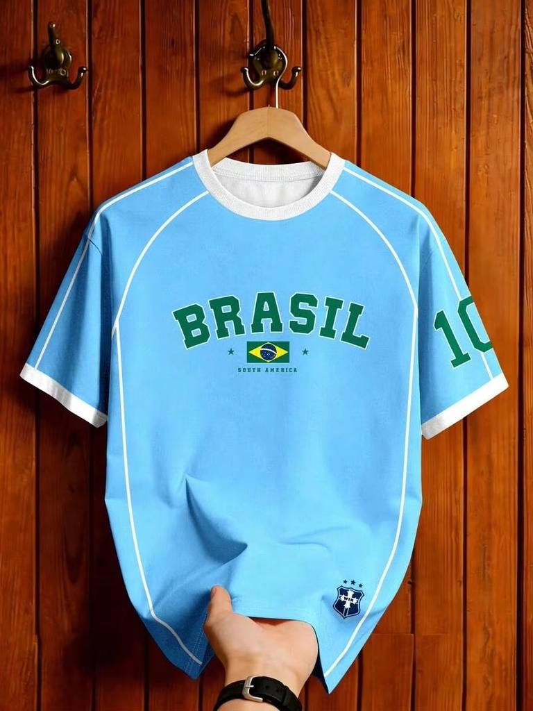 Maglietta da Calcio del Brasile Maglia da Calcio Stampa Retro Traspirante Asciugatura Rapida Allenamento Fan Sport Manica Corta Top Magliette Abbigliamento Chic