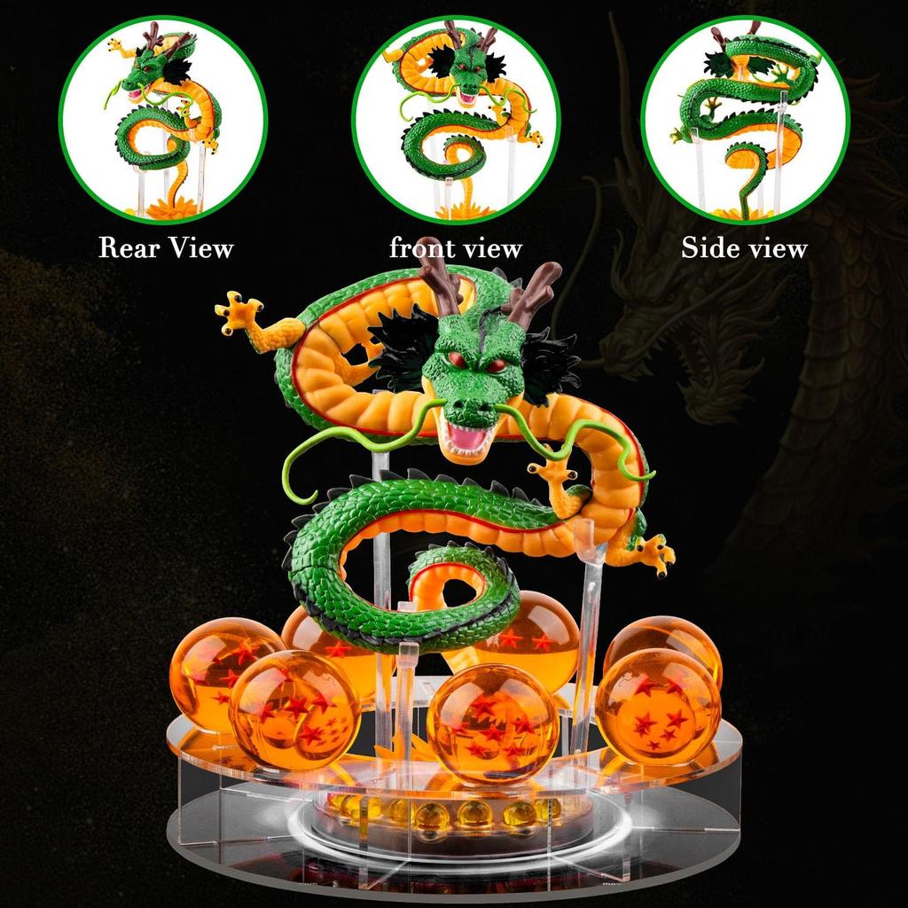 Shenron Figure Dragon Set -Shenlong Dragon Statue+3.6cm Crystal Ball+Acrylic Base,Perfect for Display and Collection,Great Gift for Enthusiasts