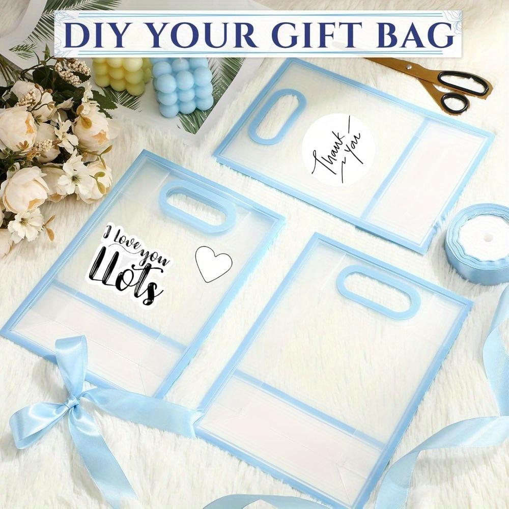 8pcs Clear Plastic Gift Bag with Ribbon Treat Bags Party Favor Bags Handbag Thank You Bags with Handle Gift Wrap Bags Gift Packaging Bag