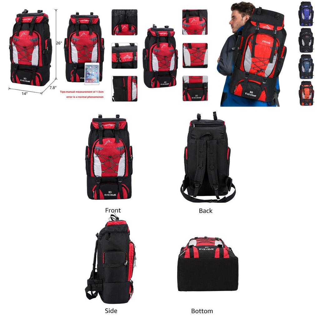 Outdoor Travel 80l Hiking Camping Backpack Waterproof Rucksack Trekking Bag Pack