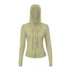 Damen atmungsaktive Kapuzen-Yogajacke Langarm Fitness Top Activewear