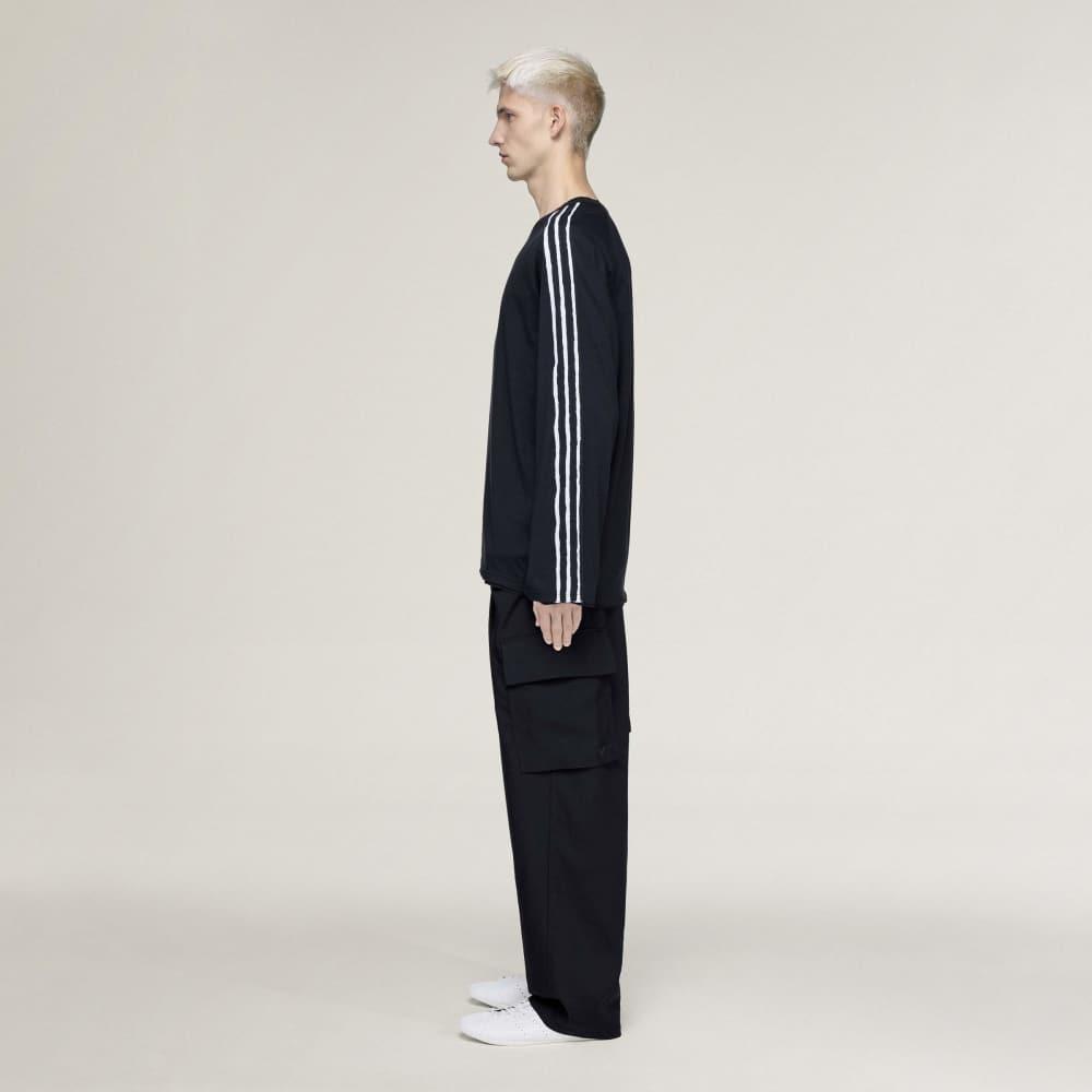 Y-3 SS26 Frayed Three Stripe Long Sleeve T-Shirt Unisex Tops KQ9795