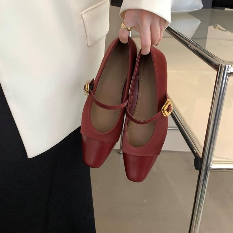 

Модная женская обувь на плоской подошве Модные и универсальные туфли Мэри Джейн с квадратным носком во французском стиле Женская новая популярная летняя обувь-бини на мягкой подошве 35 красный