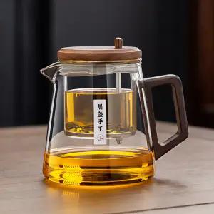 Glas Fließende Tasse Vollglas Innentank Tee Trennung Brühen Teekanne Ein-Knopf-Filter Teebereiter Set Teetasse