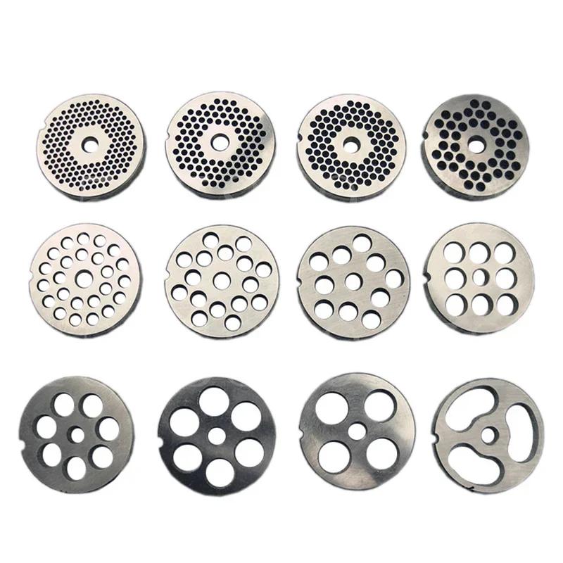 Piastra Macina Carne 3-18mm Coltello a Rete Parti Macina Carne Piastra con Fori per Carne Dischi Lame Coltello in Acciaio al Manganese per Mixer Tritatutto Cibo