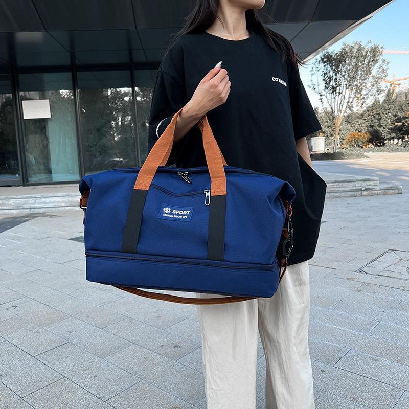 Dry and wet separation sports leisure fitness bag short business trip large capacity hand luggage bag can be set with tie rod belt shoe compartment