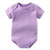 Baby Cotton Short Sleeve Romper For Newborns With Solid Color And Letter Print Design