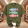 Preppy Fish Tshirt Unisex Summer Coastal Fish Beach Tshirts Causal Round Neck Printed Cotton Short Sleeve T Shirts Unisex Tops
