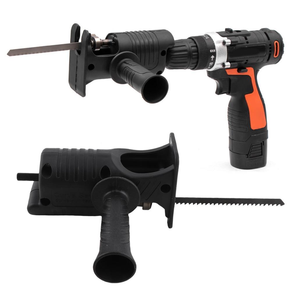 Black Electric Drill Reciprocating Saw Adapter Ergonomic Handle Drill Saw Attachment  Wood Cutting