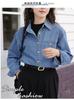 Real shot spring and autumn popular retro lazy denim shirt jacket thin top women's small 1116 spring and autumn new models