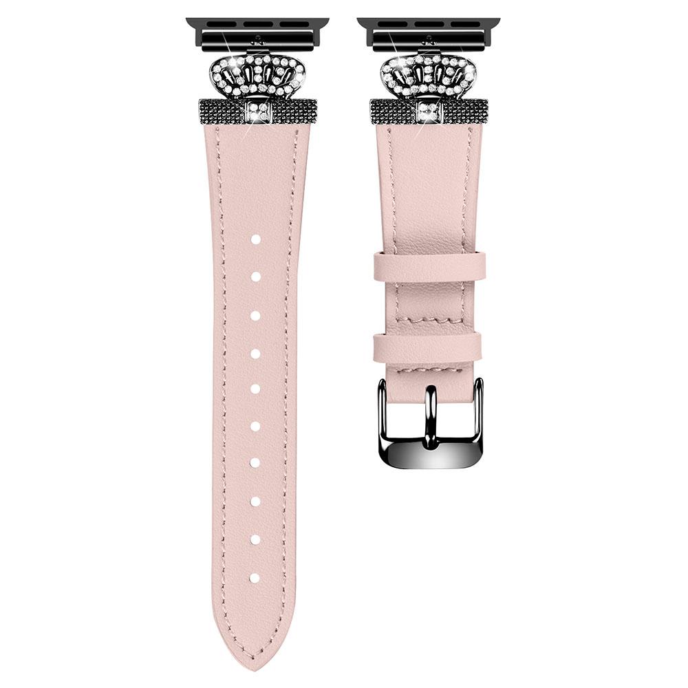 

Watch Band for Apple Watch Series 10 42mm/9 8 7 41mm/SE (2023) SE (2022) SE 6 5 4 40mm/3 2 1 38mm Genuine Cow Leather Strap with Black Buckle Pink