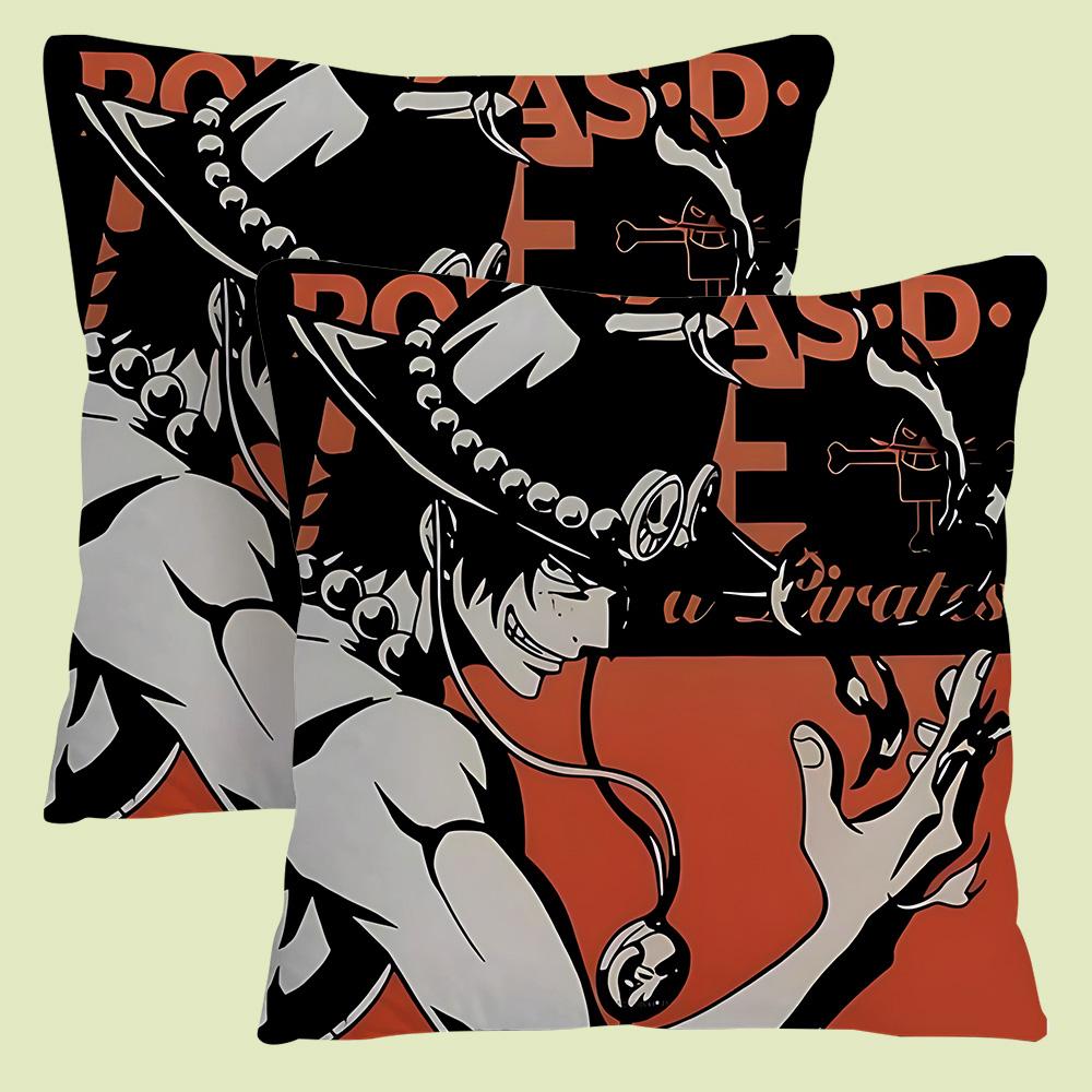 Anime One Pieces L-Luffy Pillow Covers Cartoon Sofa Decorative Home Double-Sided Printing Short Plush Cute Cushion Cover