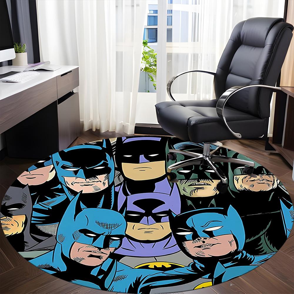 1 szt. Okrągły dywanik Batman Heroes Office, Pod krzesła biurowe, Sypialnia, Salon, Wystrój domu, Dekoracja pokoju, Dostępny w różnych rozmiarach