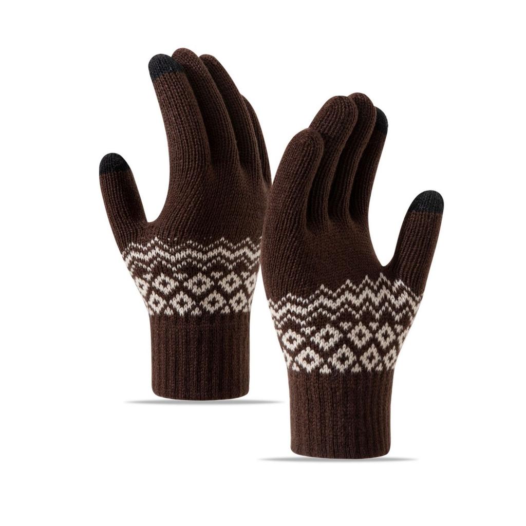 Gloves for Women In Winter, Thickened with Velvet, Korean Version, Cold Resistant, Cute, Cycling, Touch Screen, Warm, Knitted Yarn Gloves