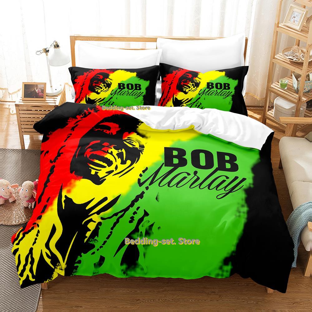 Singer Bob Marley Bedding Set Cartoon Anime Three-piece Set Adult Kid Bedroom Duvetcover Sets Cool Print Letto Matrimoniale
