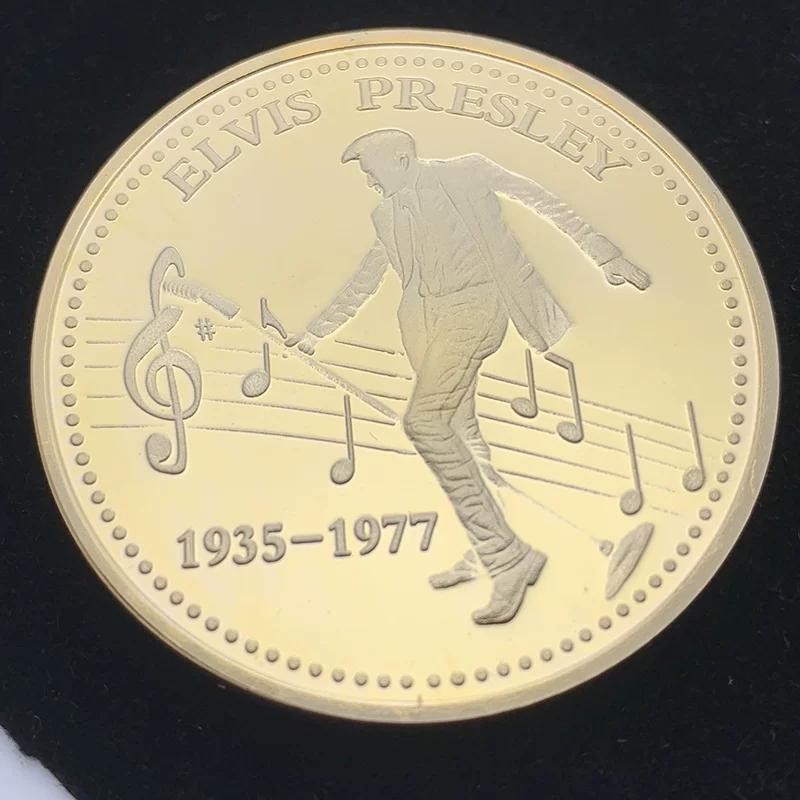 Gibraltar Elvis Presley Gold Plated Commemorative Coin Collection Gold Coin Star Tooth Fairy Love Coin Commemorative Medal