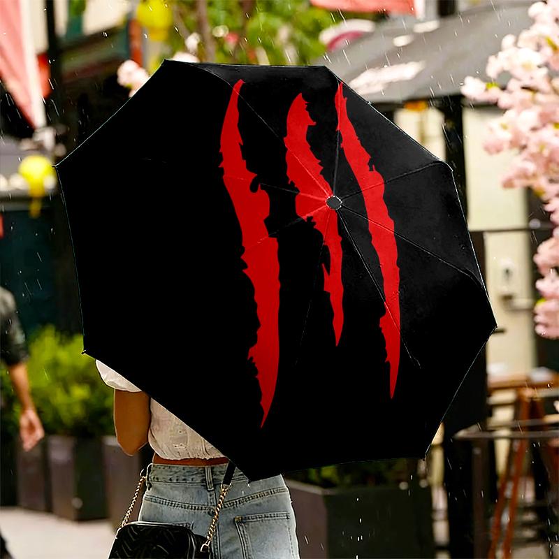 1pc Sturdy 8-Bone Auto Umbrella, Monster Umbrella, Digital Printed, Foldable Umbrella for On-the-Go Outdoor Use