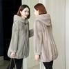 New imitation fur coat women's 2 winter mink women's clothing medium and long hooded mink coat