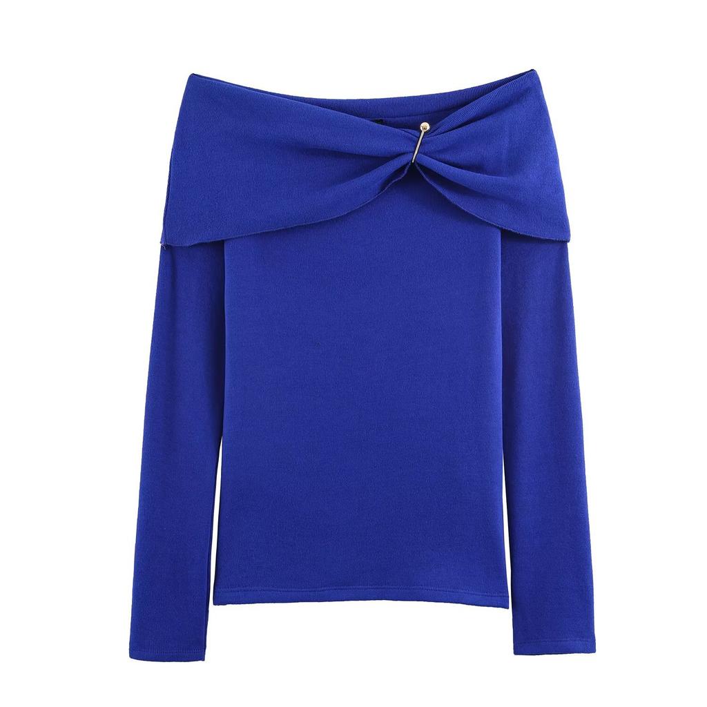 European and American Style, New Women's Clothing, Foreign Style, Fashionable Casual Off-the-shoulder Inlaid Top 0264304