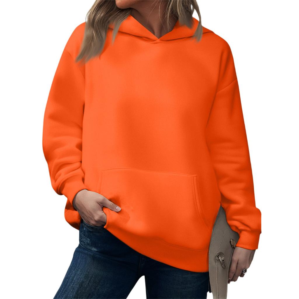 Fashionable Women's Hooded Sweatshirt Casual Pocket Top Loose Pullover