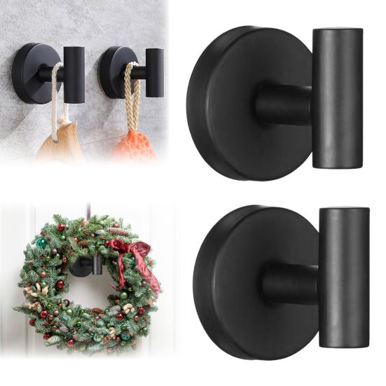 Suction Cup Hooks Drill-free Towel Hooks Stainless Steel Bedroom Robe Hangers for Glass Windows Wreath Hanger for Front Door