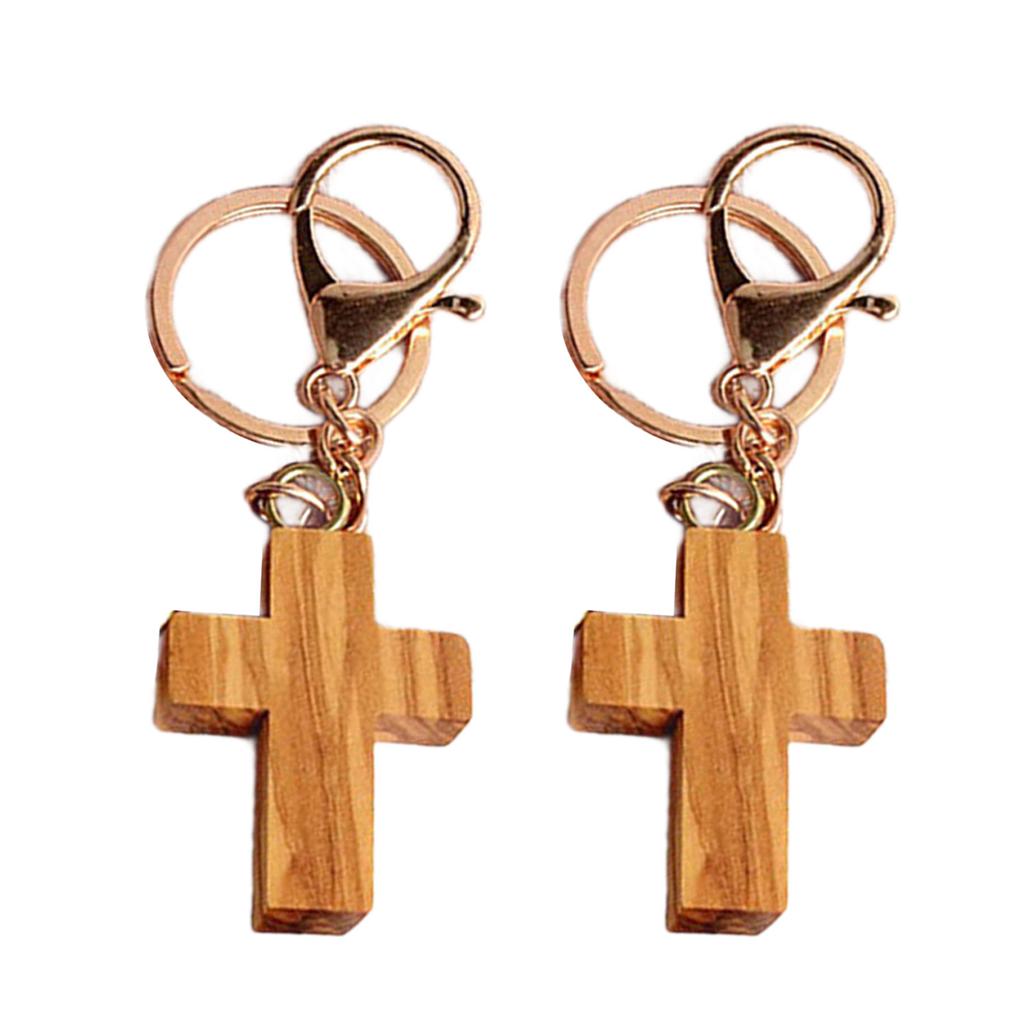 Christian Wooden Crosses Keychain Bag Pendant Keyring for Religious Devotees and Styles Lover Everyday Key Management