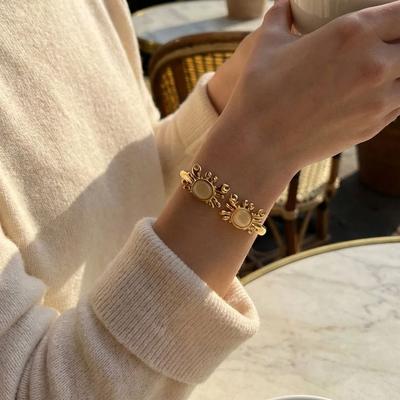 Cute Two Crab Open Cuff Bangles for Women Men Exquisite Stainless Steel Animal Adjustable Bangles Summer Beach Jewelry Gifts