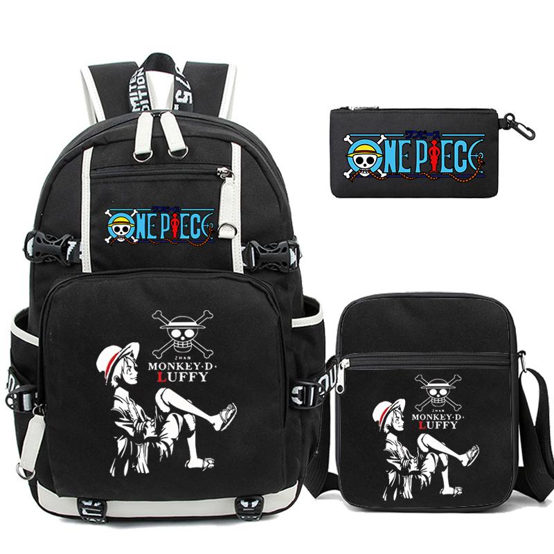 3Pcs/set Anime One Piece Washable Backpack for Teenager Girl Boy Computer Knapsack Back To School Lightweight Book Bag Men Women Travel Bag Rucksack