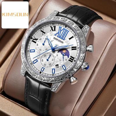 KIMSDUN Golden Perods Carved Men's Watch Fashion Night Light Waterproof Quartz Watches Men's Watches