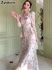 Spring Floral Sweet Elegant Long Sleeve Dress Set