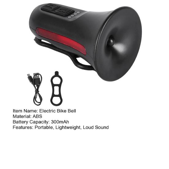 Electric Bike Bell Loud Crisp Clear Sound Rechargeable Waterproof Anti-Theft Alarm Loud Electric Bicycle Horn