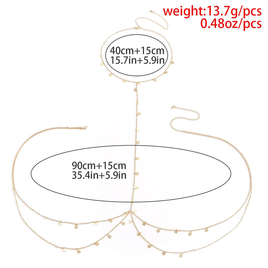 Beach Bikini Metal Multi-layered Chest Chain Sexy Star Tassel Chain Body Chain For Women