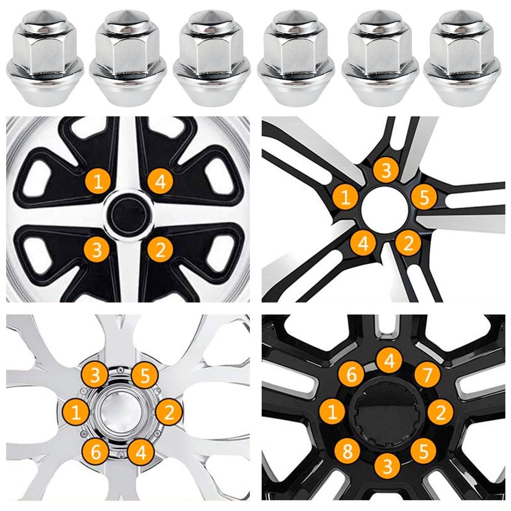 20Pcs Wheel Nuts For Ford Wheels M12x1.5 19mm Hex Wheel Nuts 60 Degree Taper Carbon Steel Plated Nuts Replacement OEM 1678260