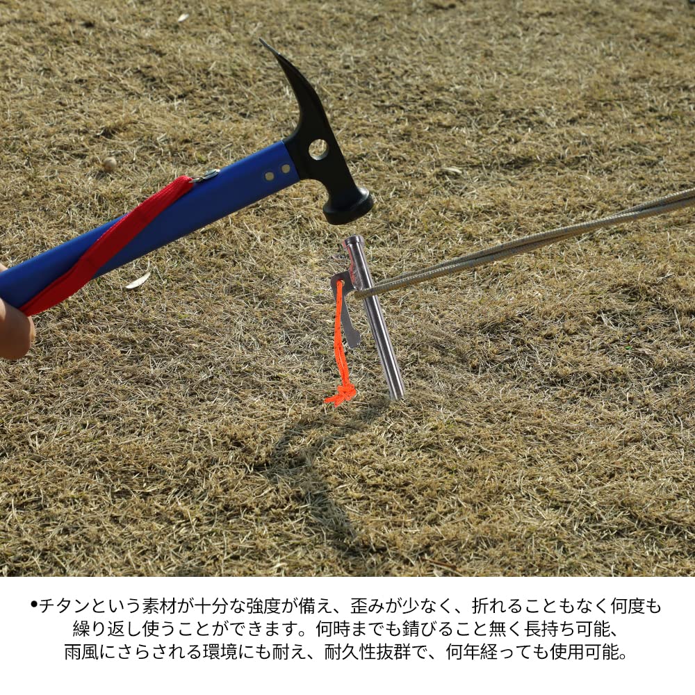 Soomloom Titanium Alloy 25cm Set of with Hooks for Round Cross Thick Reflective Easy To Push and Durable Camping Outdoor Tool Pegs, Long, 8, Tent/Tarp