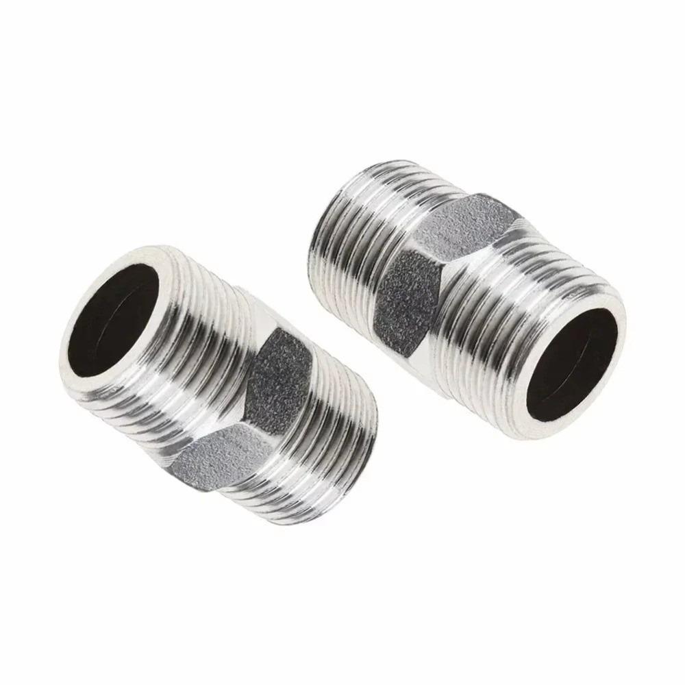 Stainless Steel Shower Hose Extension Hex Nipple 1/2" Male Water Pipe Joints Extra Long Double Male Thread Connecter DIY Shower