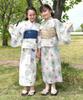 Bee Yukata Set for Easy To Perfect for Festivals and Fireworks with a Shibori Obi and Pink Dahlia Pattern 3-Piece Girls, Summer, Wear, Two-Way Design,