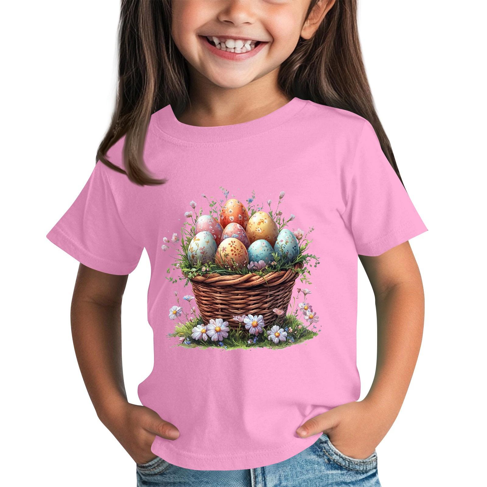 

Футболки для малышей, девочек и мальчиков, детские футболки с короткими рукавами и принтом для мальчиков и девочек 2-12 лет 120 розовый