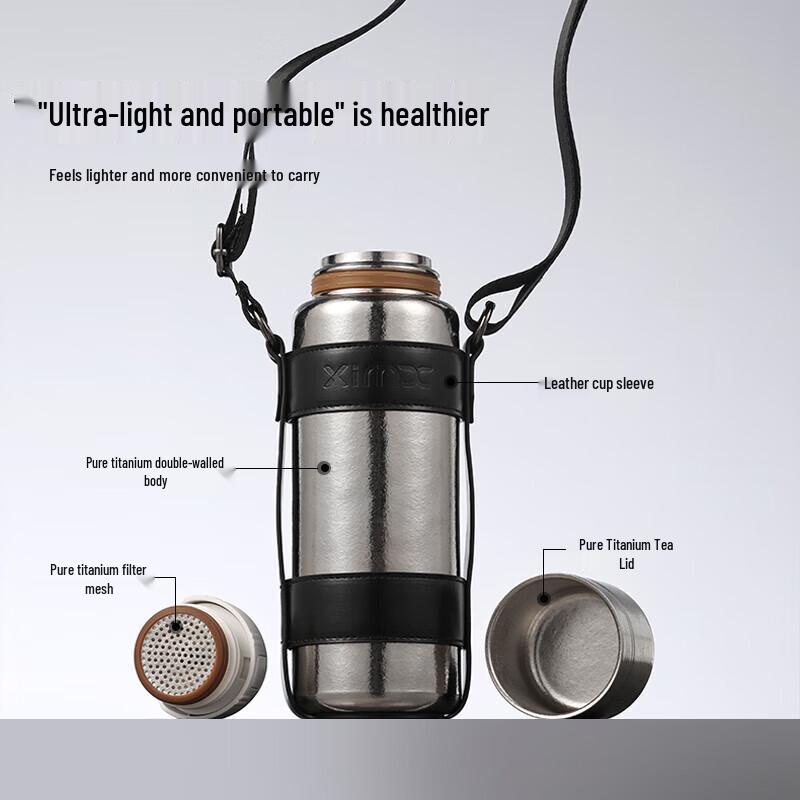 XIMX Pure Titanium Travel Thermos Bottle 600ml
