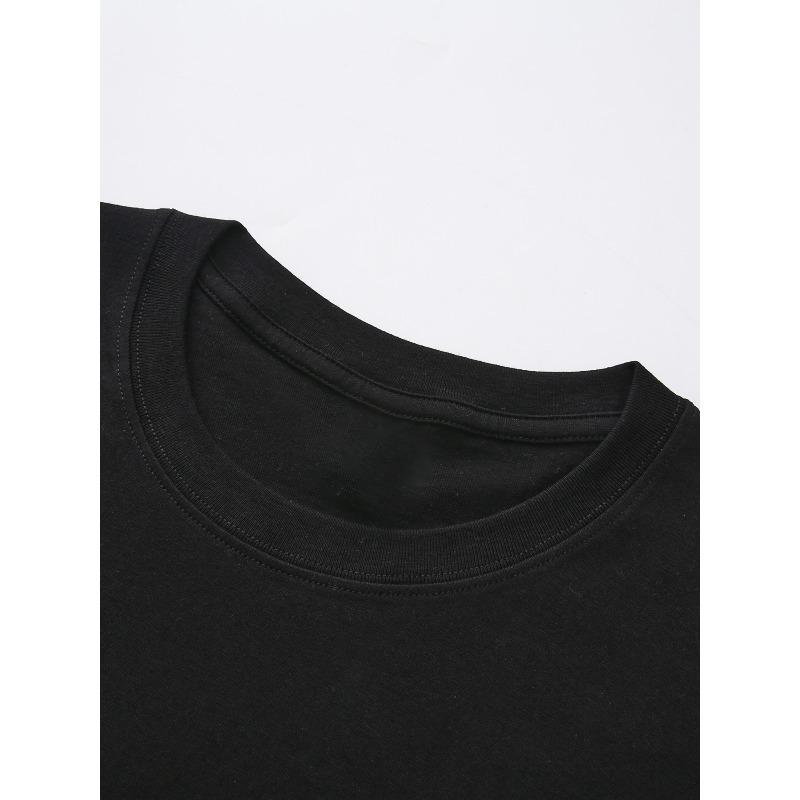 Men's Cotton Round Neck Short Sleeve T-Shirt, Summer Wave Palm Print Design, Casual Beach Vacation Style Short Sleeve for Daily Wear