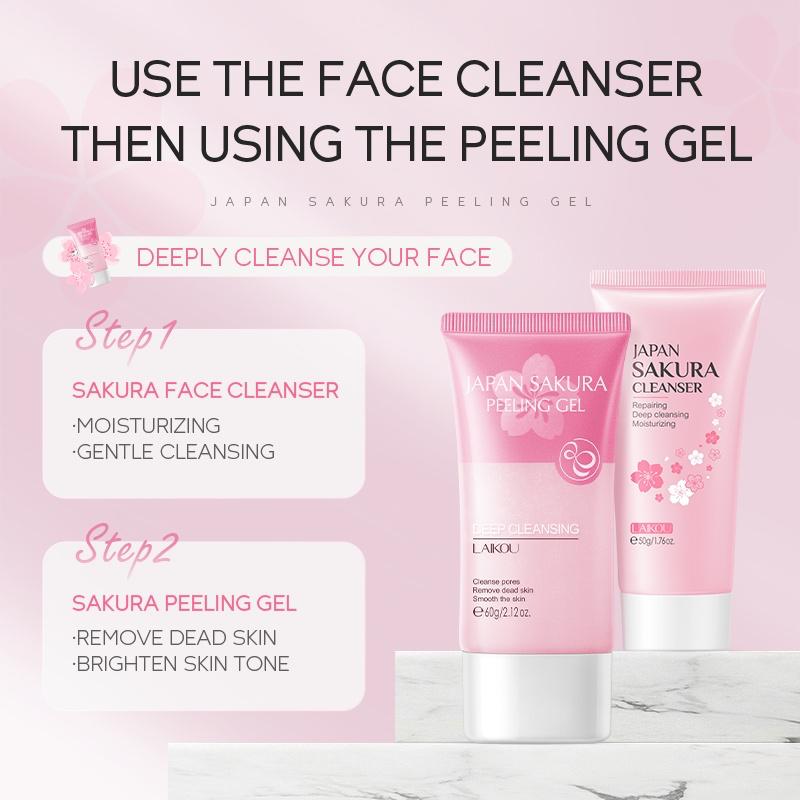 LAIKOU Sakura Facial Scrub Cherry Blossoms Remove Dead Skin Blackhead Peeling Gel Exfoliating Whitening 60g