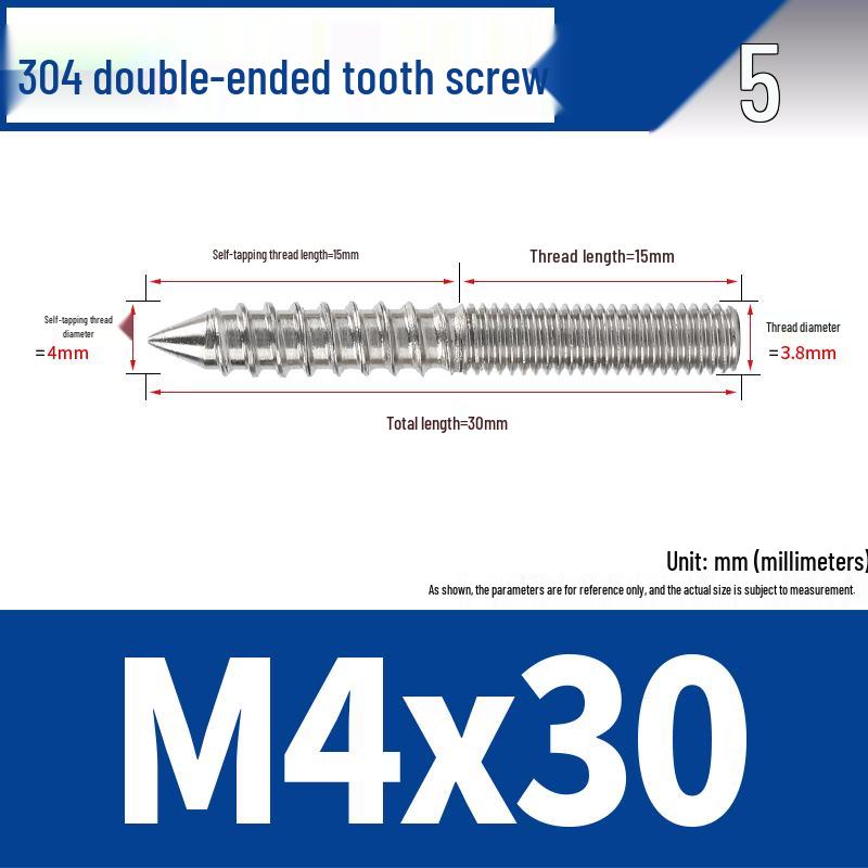 Śruba samogwintująca ze stali nierdzewnej 304 z podwójnym łbem i gniazdem sześciokątnym do mebli, ostro zakończona, M4 M5 M6 M8.