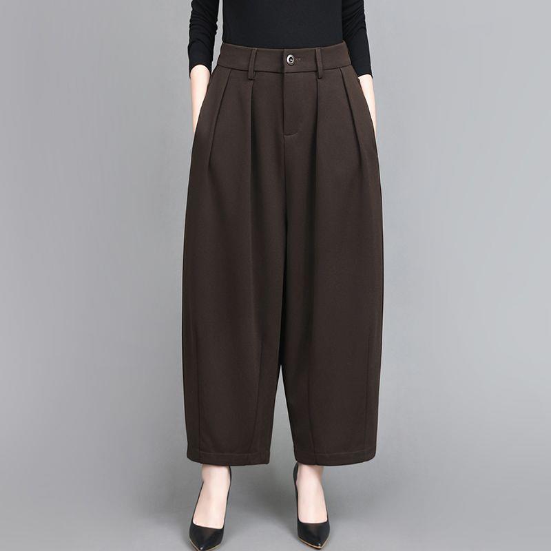 Women's Retro High Waist Elastic Lantern Pants - Temperament Slimming Casual Dad Trousers