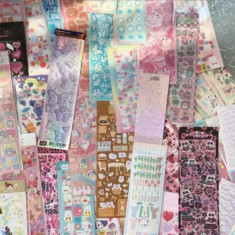 100 Sheets Cartoon Collage Laser Student Diy Decorative Scrapbooking Journals Stationery Supplies Kawaii Handbook Stickers