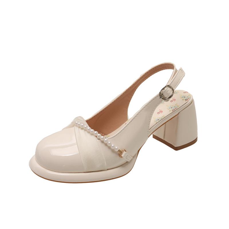 

French Mary Jane sandals summer 2025 new temperament versatile fairy with skirt light mouth thick heel high heels 35