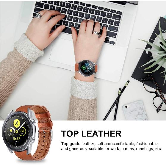 FitTurn Leather WatchBand Compatible with Amazfit Bip 6/Bip 5/Pace/Cheetah/Stratos 2 3/GTR 4/GTR 3/GTR 3 Pro/GTR 2/GTR 2e/GTR 47mm Smart Watch for