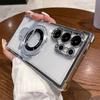 For Magsafe Plating Magnetic Plating Stand Phone Case For Samsung Galaxy S25 S24 S23 S22 Ultra S21 Plus S20 FE Clear Cover Case