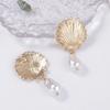 Personalized Light Luxury Simple Fashion Alloy Scallop Imitation Pearl Pendant Ocean Leisure Vacation Style Women's Earrings